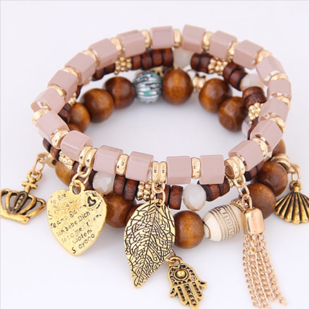 New 3 stretch bracelets gold tone